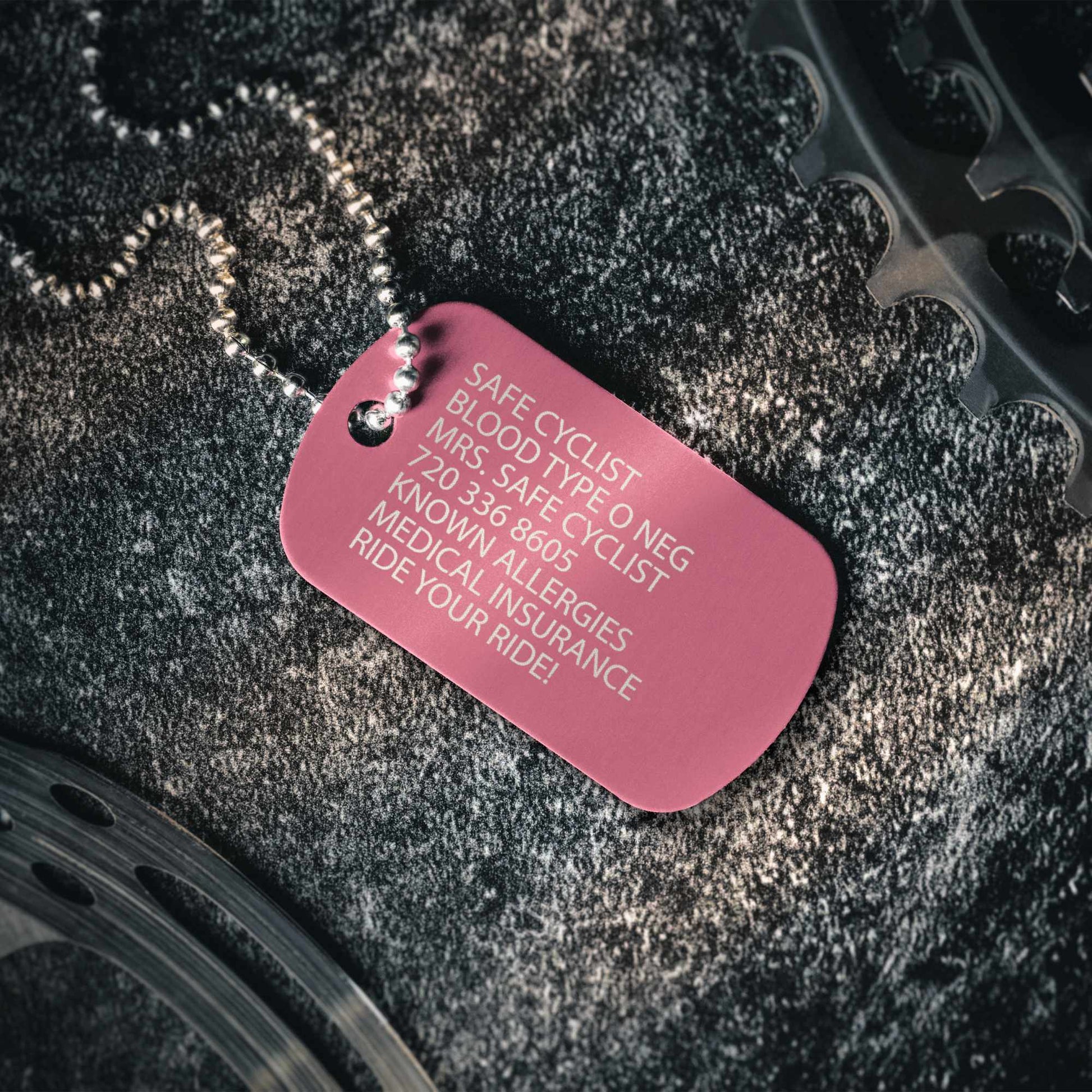 D.I.C.E. EMERGENCY IDENTIFICATION Bicycle Safety Emergency ID Dog Tag Necklace