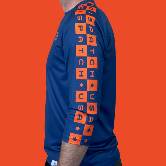 Dispatch Blue & Orange Checkerboard 3/4 Sleeve Mountain Bike Jersey