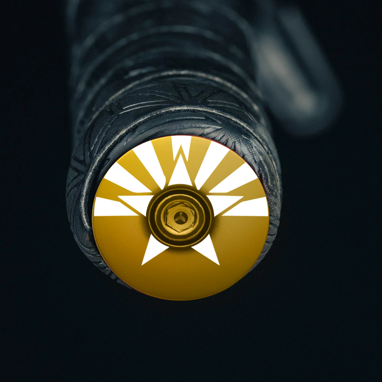 Gold bicycle bar end plugs for mtb or road bikes