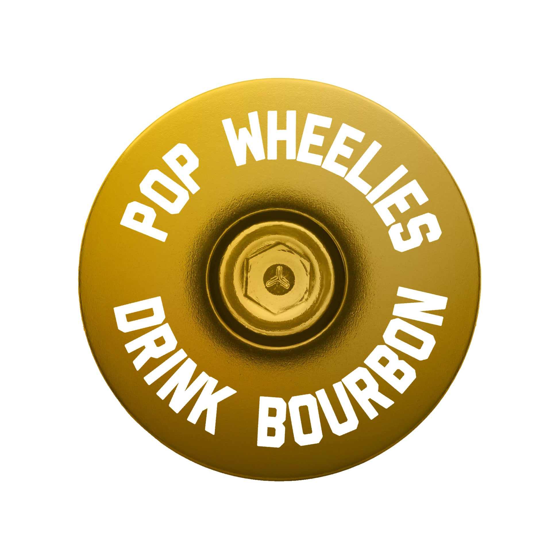Gold bike stem cap for a bright and personalized bike setup upgrade.