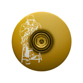 Gold custom bicycle top cap with laser engraving for bike stem components.