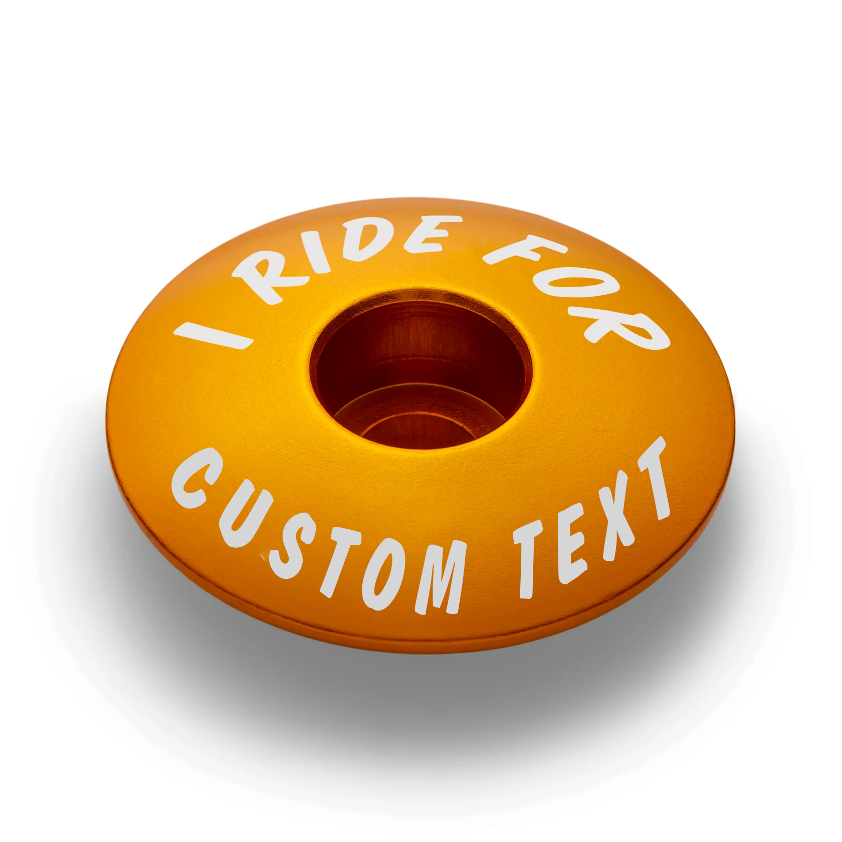 Gold cycling top cap crafted for customization and quick installation