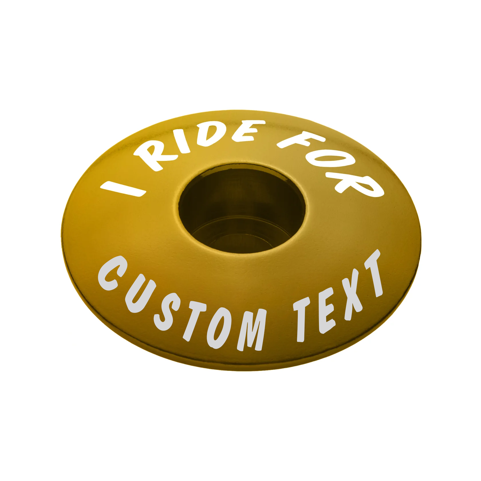 Gold cycling top cap crafted for customization and quick installation