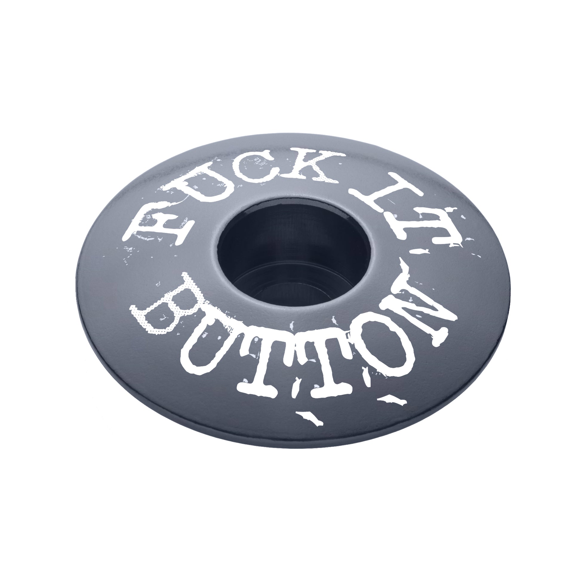 Gray headset cap for mountain or road bike customization.