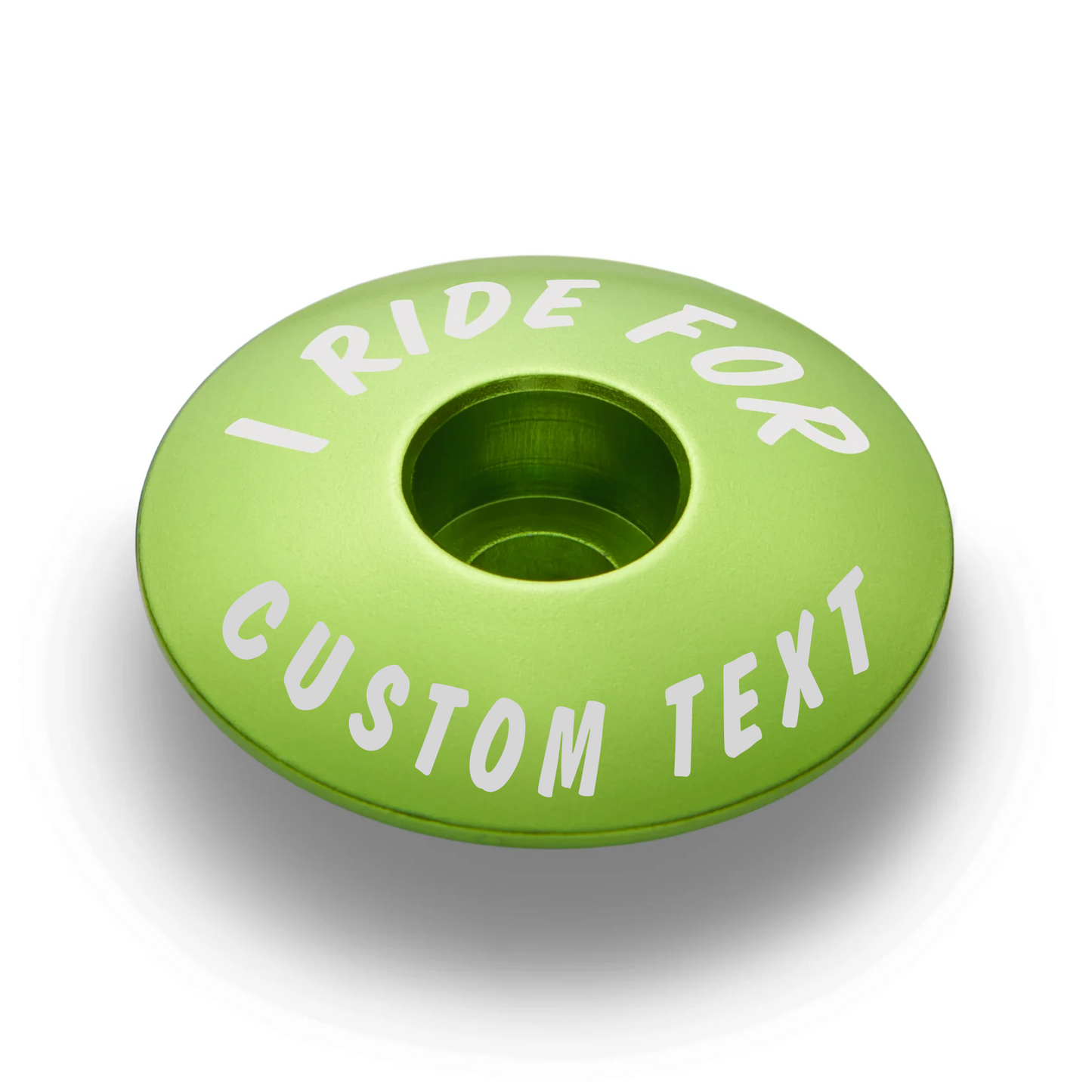 Lime green bike stem cap perfect for adding personal text customization