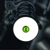 Throwback White NO TEXT/IMAGE - Lime green mtb bar end plugs with headset cap and bolt for unique bike customization.