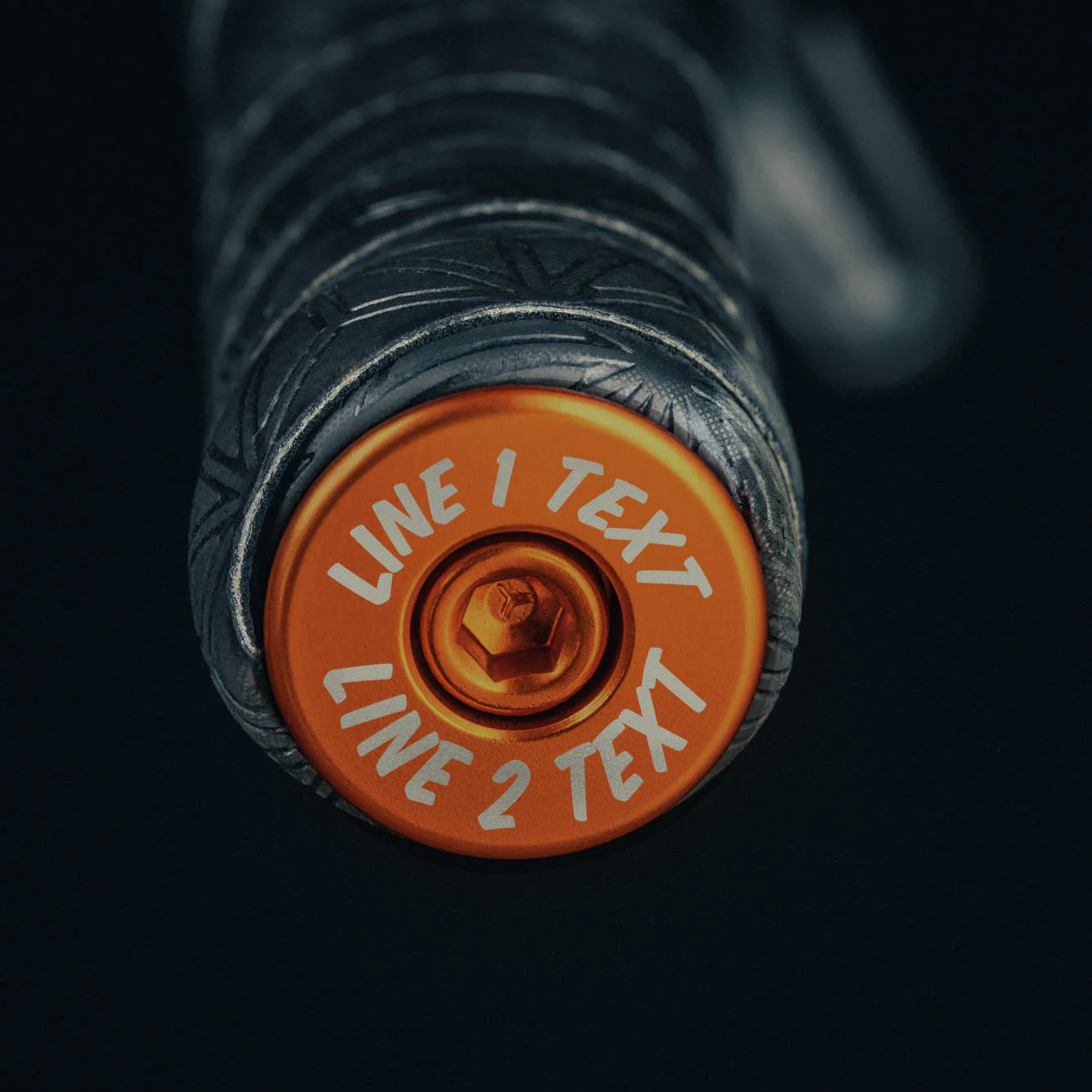 Orange bar end plugs road bike bundle with headset cap and bolt for customization.