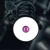 Throwback White NO TEXT/IMAGE - Purple mtb bar end plugs with matching headset cap and bolt for a custom bicycle setup