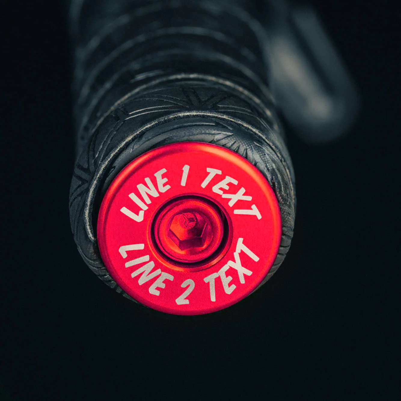 Red bar end plugs road bike bundle with headset cap and bolt for personalization.