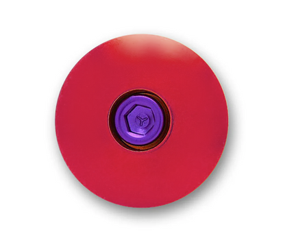 Vibrant red bike stems cap ideal for personalizing mountain or road bikes.