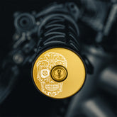 Sugar Skull - Gold bicycle bar end plugs for personalizing road or mountain bikes.