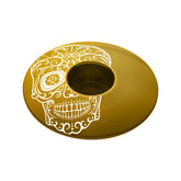Vía de Muertos gold bike headset cap, custom stem cap for cycling, bike components.