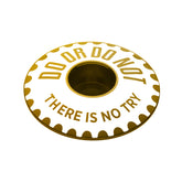 Gold bicycle stem cap for adding a premium touch to your bike.
