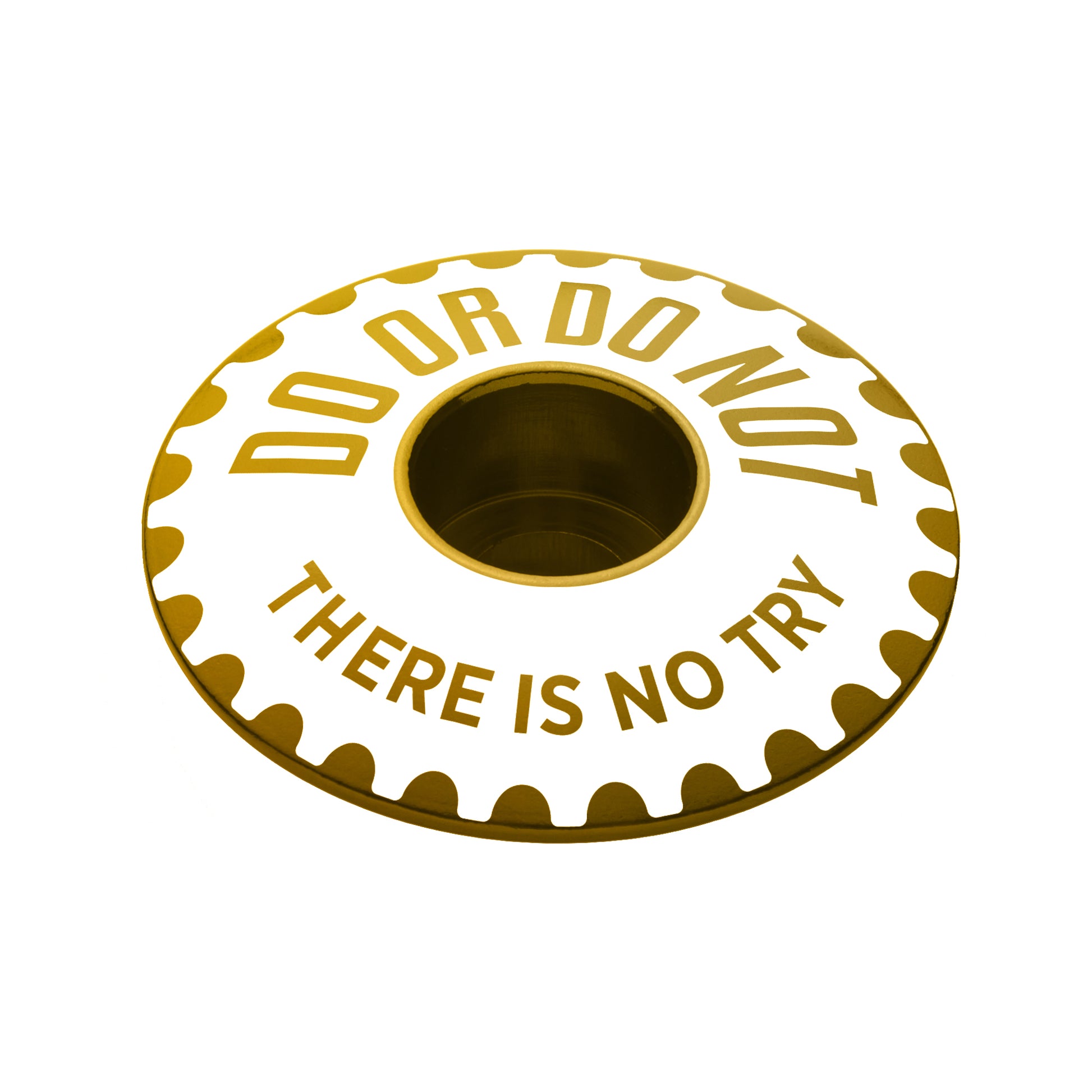Gold bicycle stem cap for adding a premium touch to your bike.