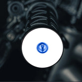 Throwback White NO TEXT/IMAGE - blue road bicycle bar end plugs with matching headset cap and bolt for customization