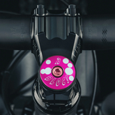 Lightweight aluminum à Bloc bike headset cap.