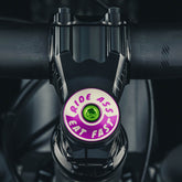 Ride Ass Eat Fast Bicycle Headset Cap for 1 1/8 steerer tubes adds personality to your bicycle top cap.