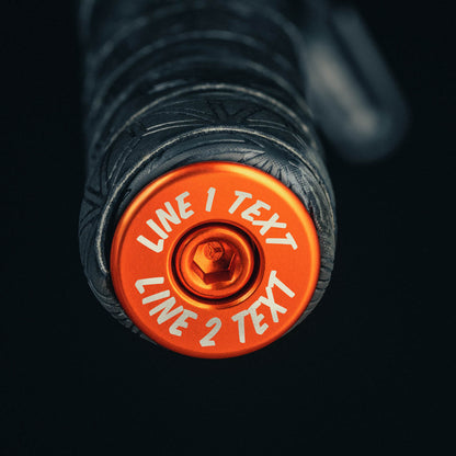 Custom bar end plugs for cyclists, perfect for personalizing your bike with a custom top cap design.