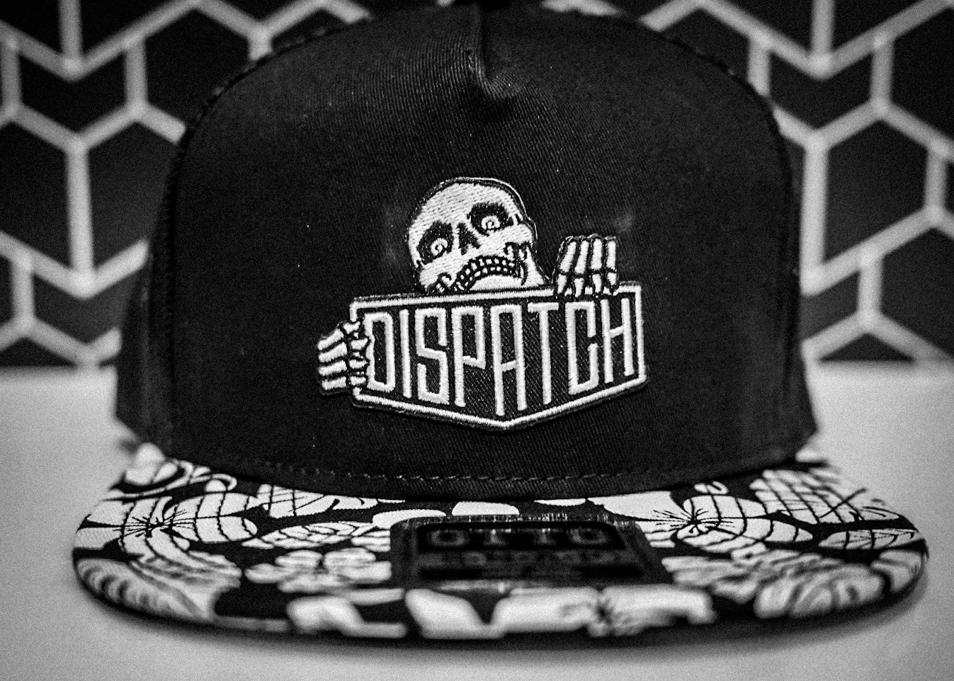 5 panel Hat with Dispatch Skalli Skeleton Mascot Logo