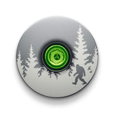 Gray bicycle top cap engraved with Bigfoot design for lightweight bike equipment.