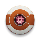 Brown bicycle headset cap with a custom Colorado flag theme