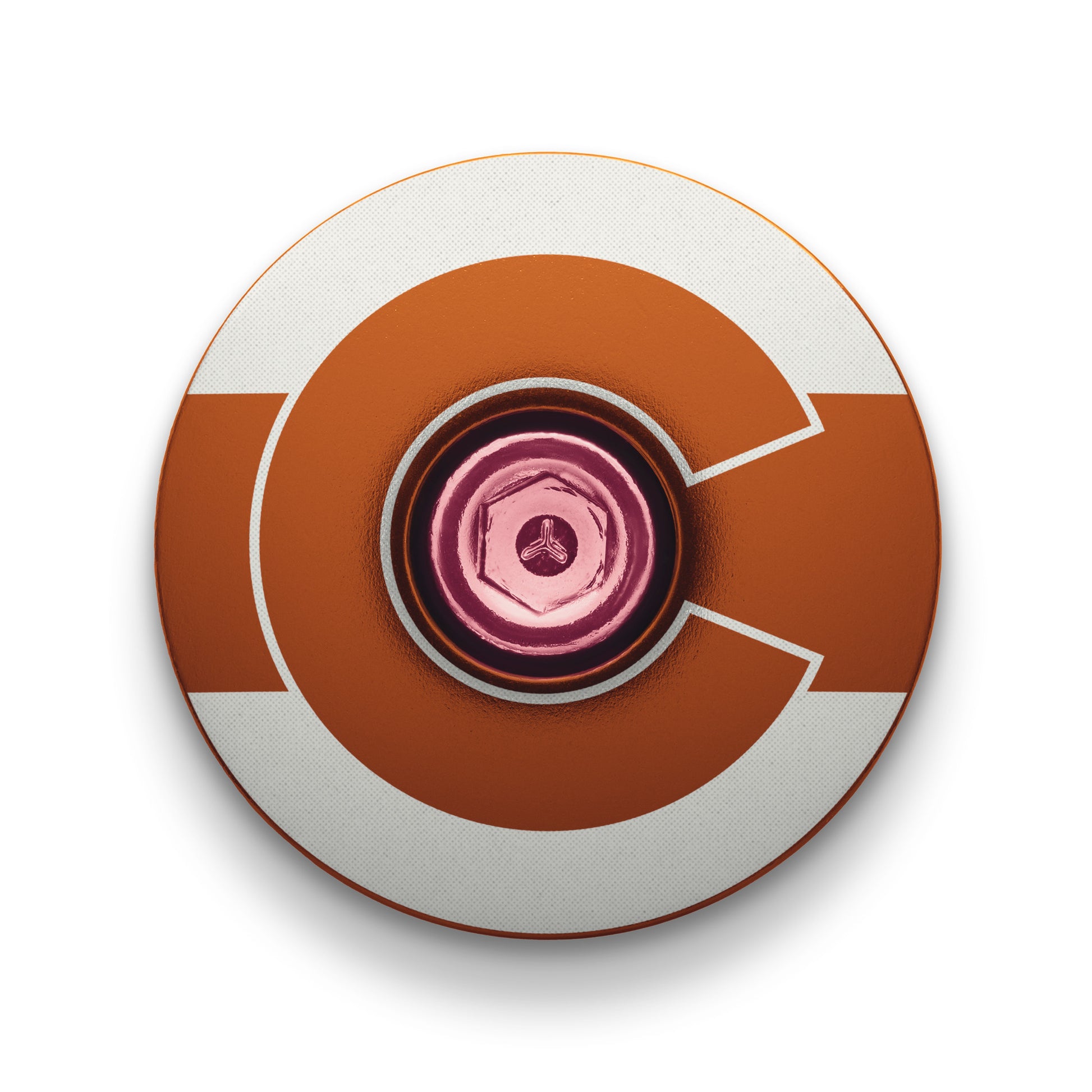 Brown bicycle headset cap with a custom Colorado flag theme