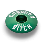 Dark green bicycle stem cap ideal for mountain bike stem caps offering a durable and stylish fit.