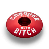 Red bike headset top cover for enhancing your bike's style and showcasing custom bicycle accessories.