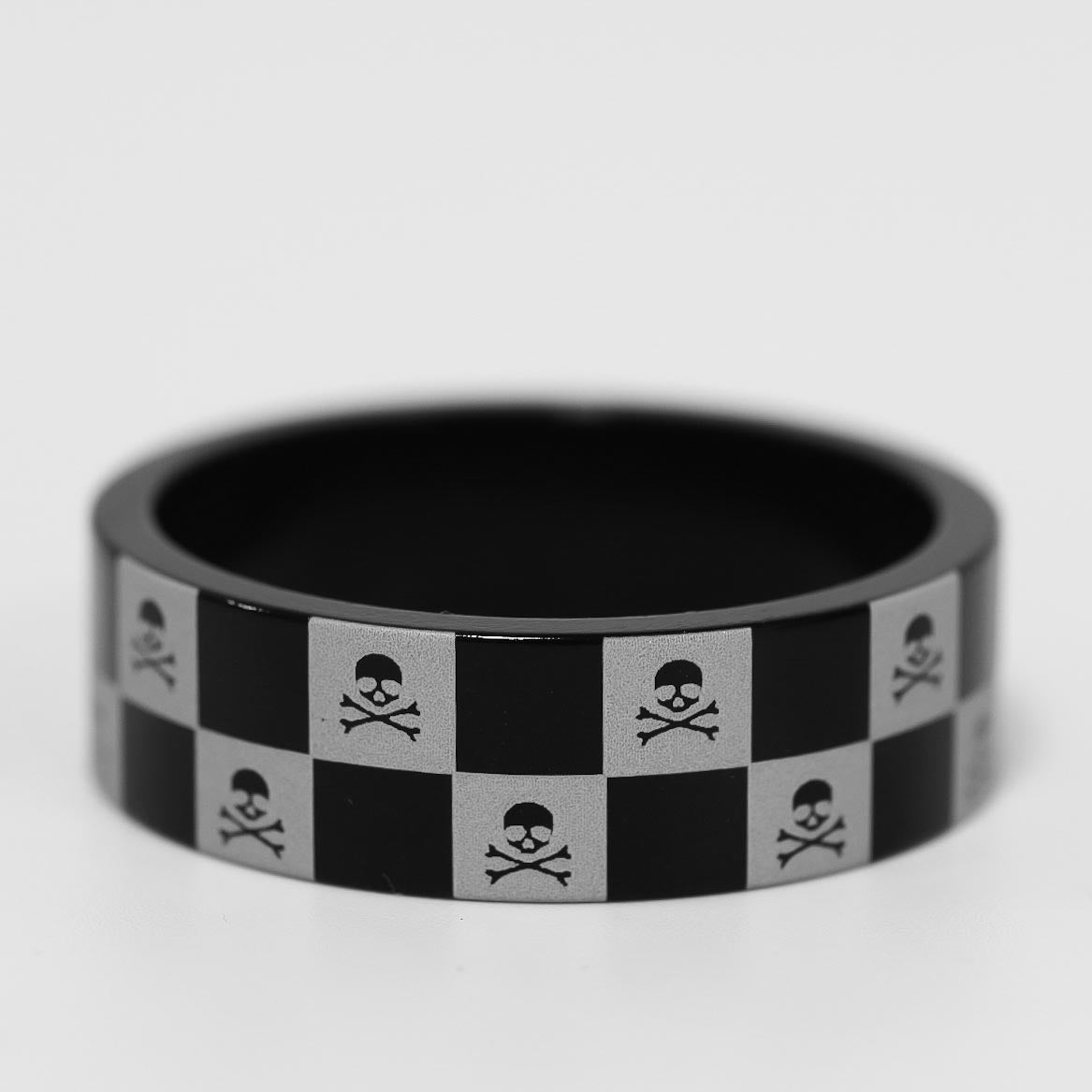 Custom Checkerboard MTB 10mm Headset Spacers with Skull Design