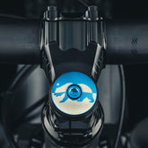 California Republic - Blue bicycle headset cap with personalized star and bear design for cycling accessories.