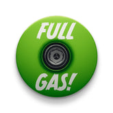 Lime green custom stem cap compatible with most bikes.