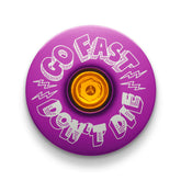 Purple cycling top cap with a sleek design celebrating the Go Fast Don’t Die ethos.
