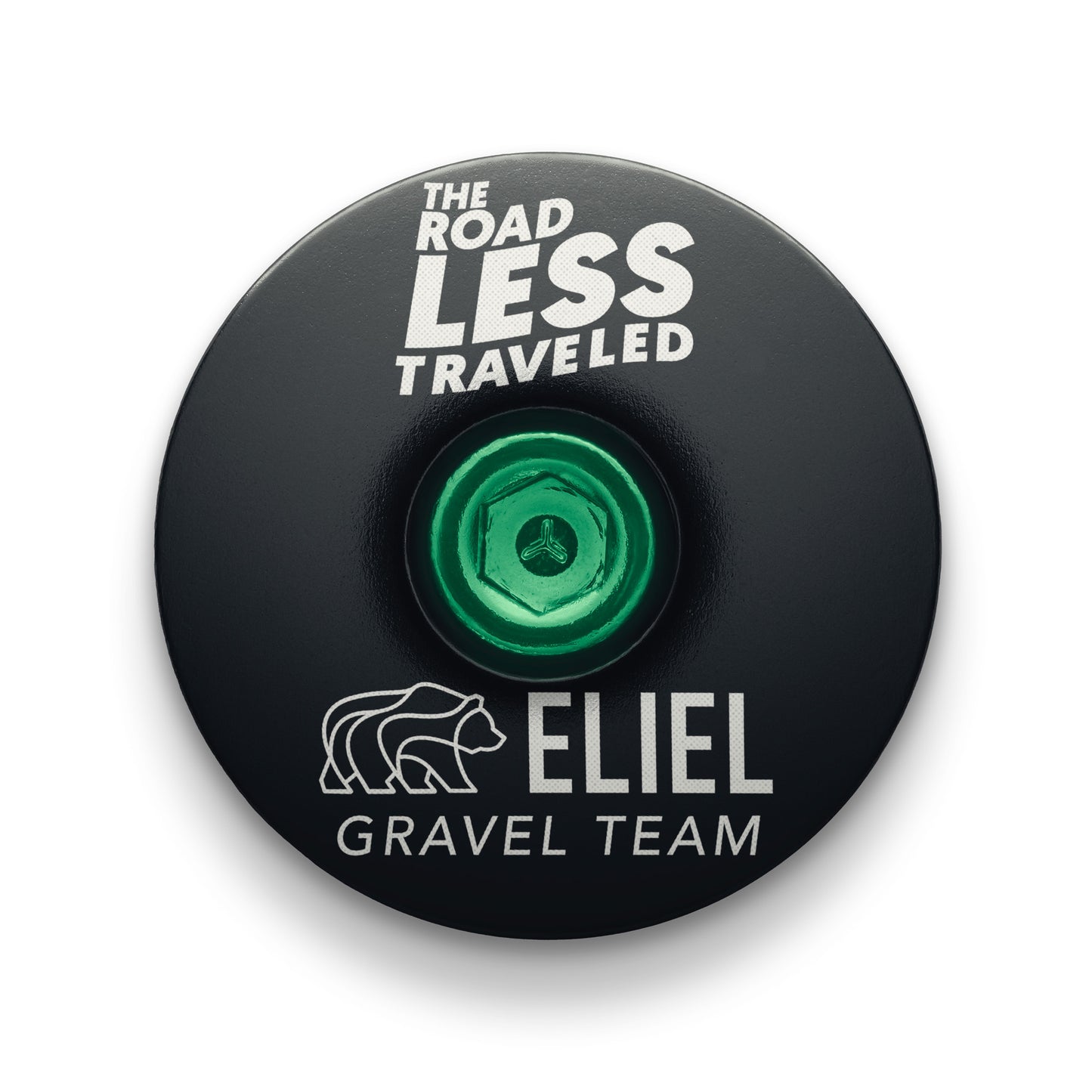 Black bicycle headset cap for gravel riders, perfect for custom bike builds and bike components.