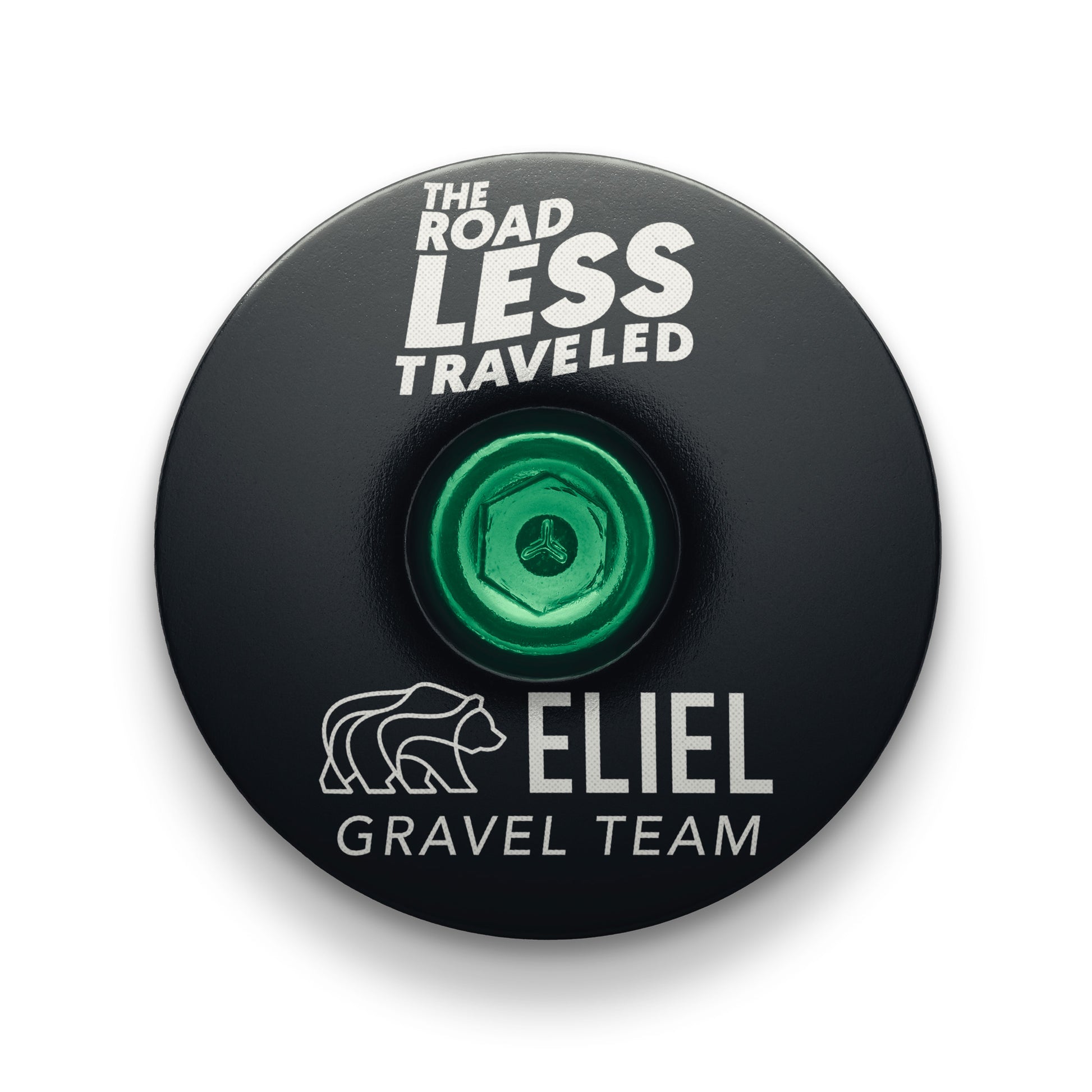 Black bicycle headset cap for gravel riders, perfect for custom bike builds and bike components.