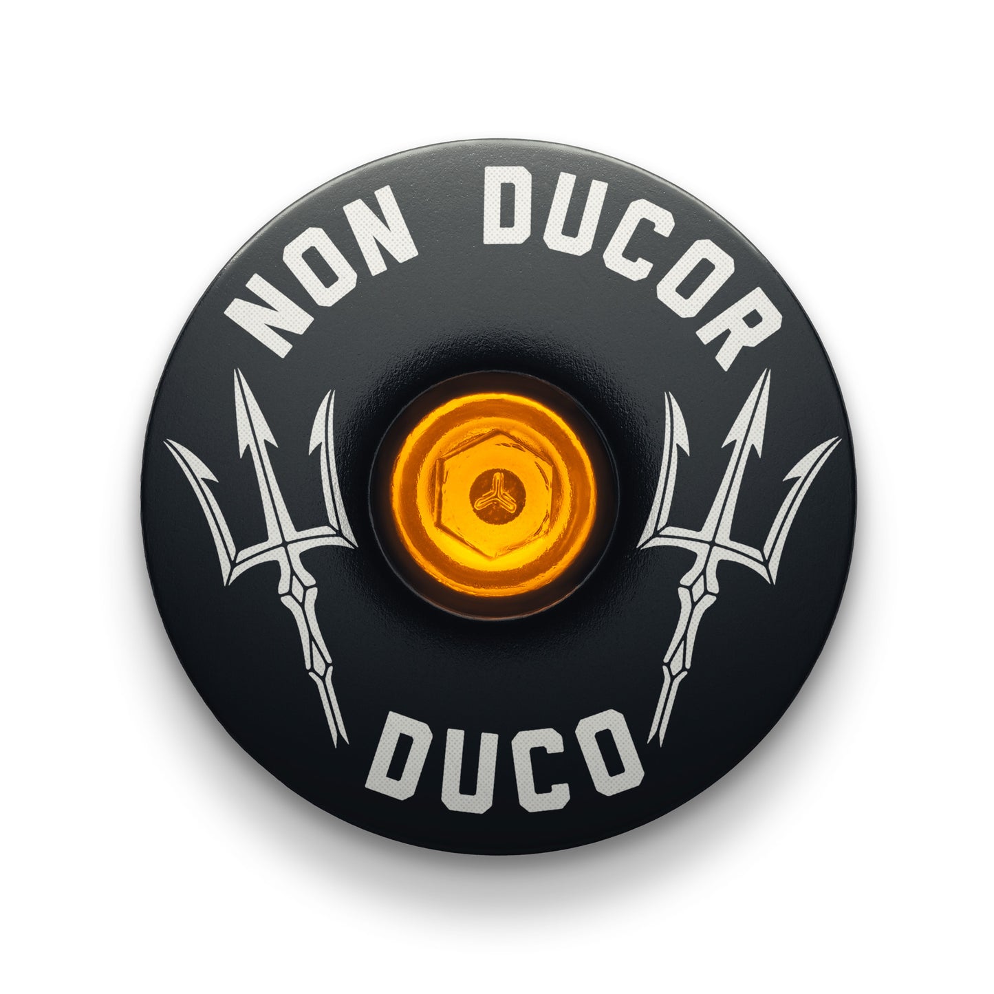 Black bicycle headset cap with "No Bad Rides" engraved design for 1 1/8" steerer tubes.