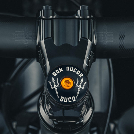 Non Ducor, Duco Custom Bicycle Headset Cap -  with "No Bad Rides" engraved design for 1 1/8" steerer tubes.