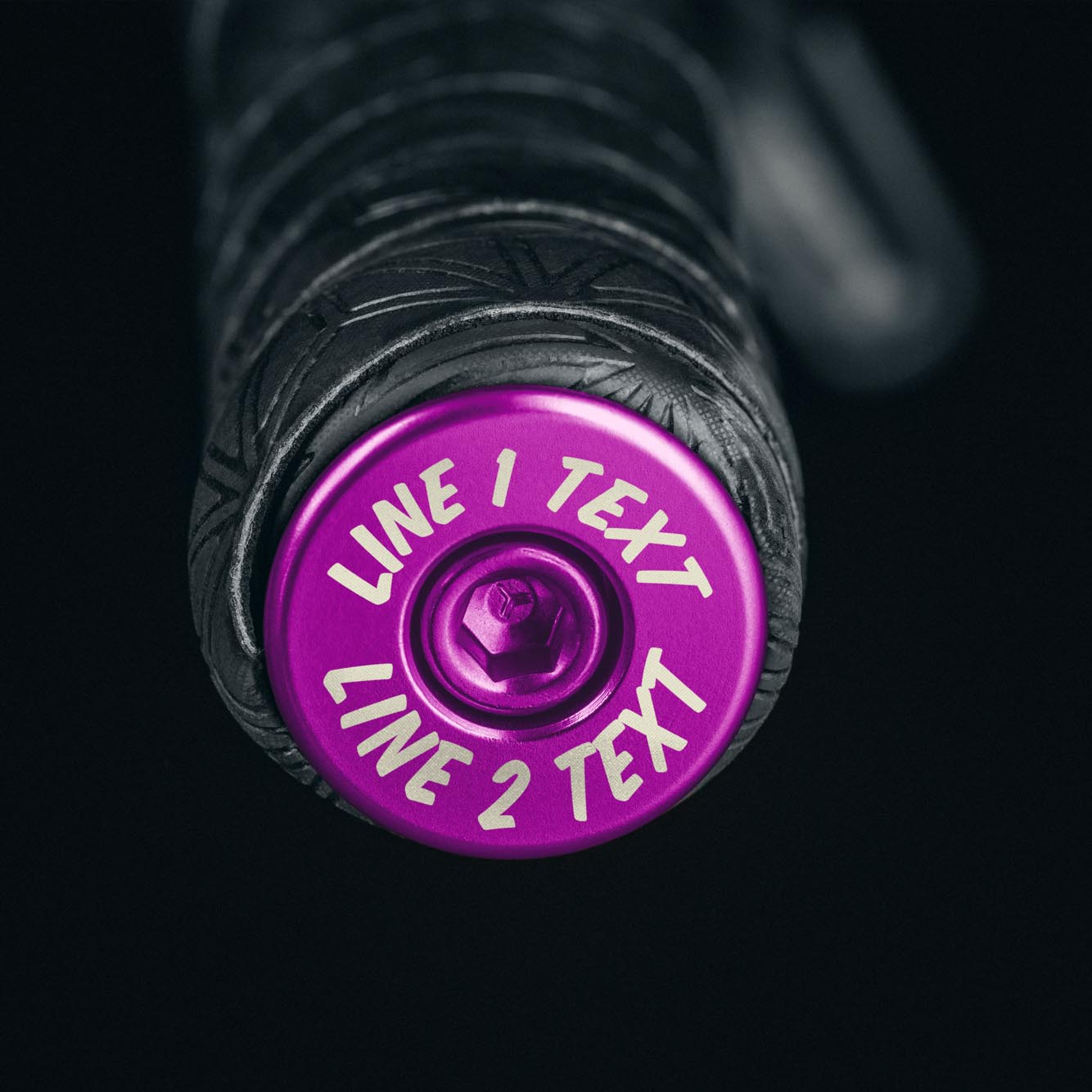 Purple custom bar end plugs, a unique way to personalize your bike with custom bicycle accessories.