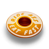 Gold Ride Ass Eat Fast bike headset cap for 1 1/8 steerer tubes adds personality to your bicycle top cap.