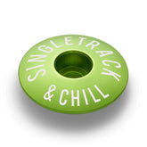 Lime green bike headset top cap strong lightweight aluminum for 1 1/8" steerer tubes.