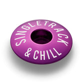 Purple cycling top cap made of durable aluminum fits 1 1/8" steerer tubes.