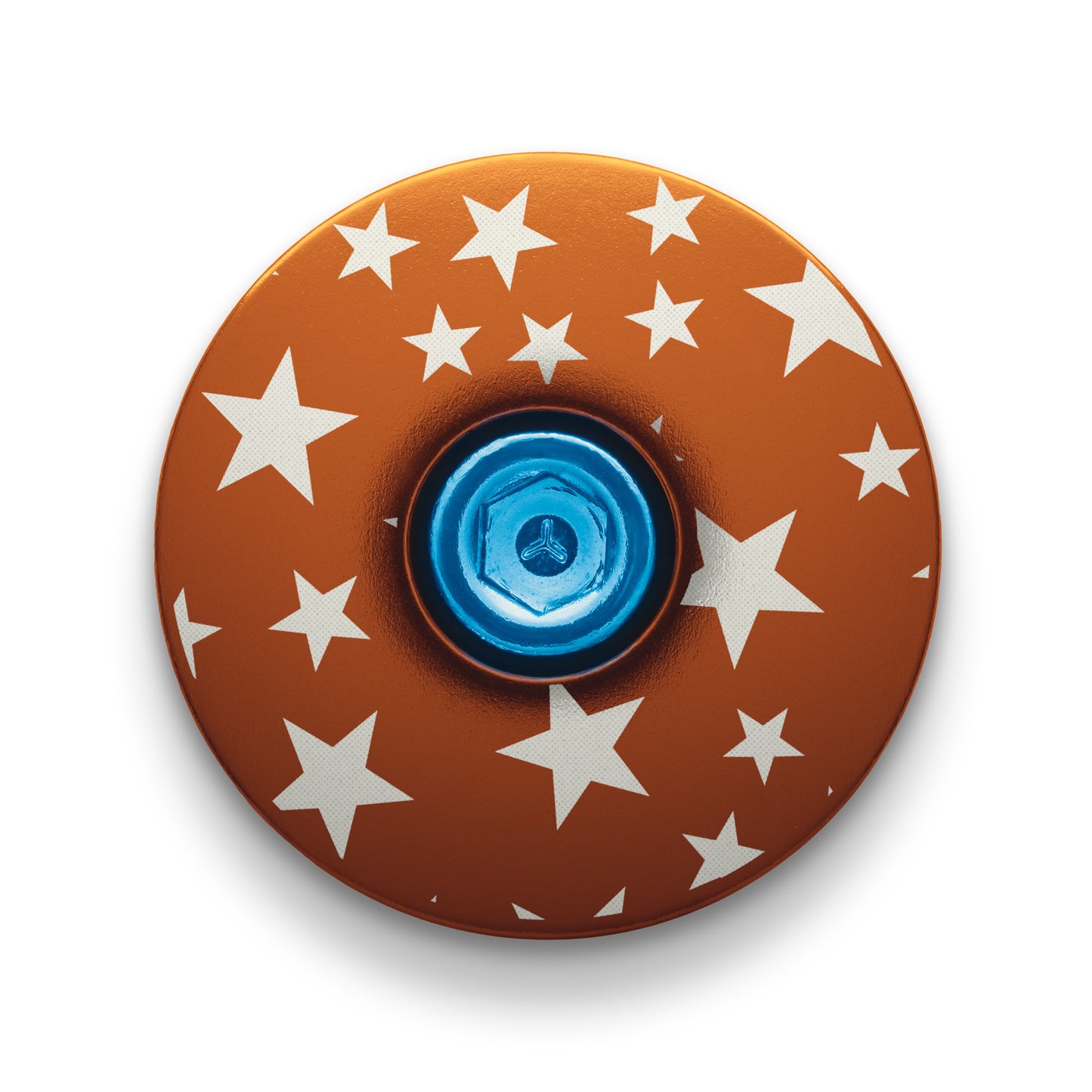 Brown star-patterned bike headset cap, a unique cycling accessory for bike personalization.