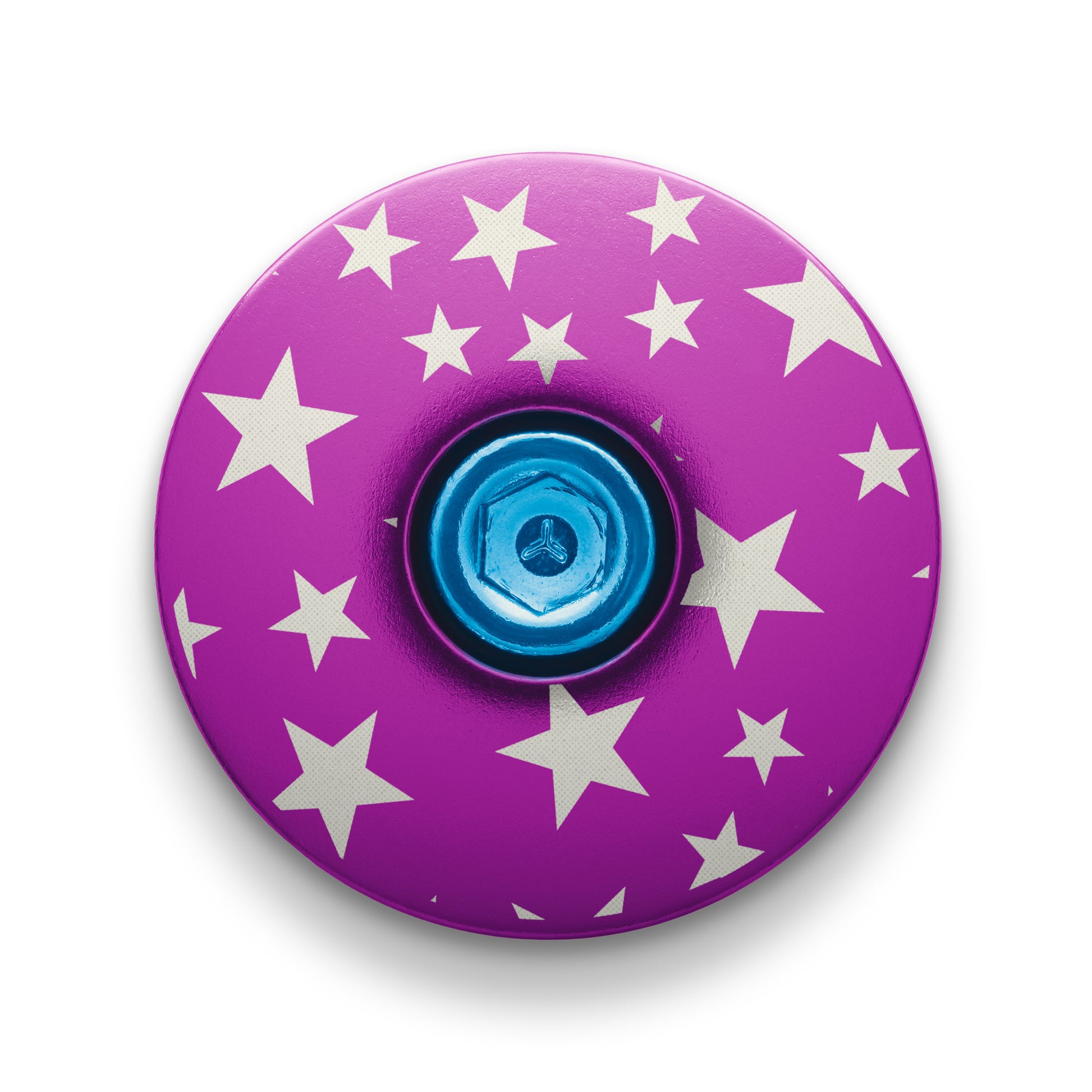 Star-themed purple bicycle headset cap, perfect for customizing your bike with style.