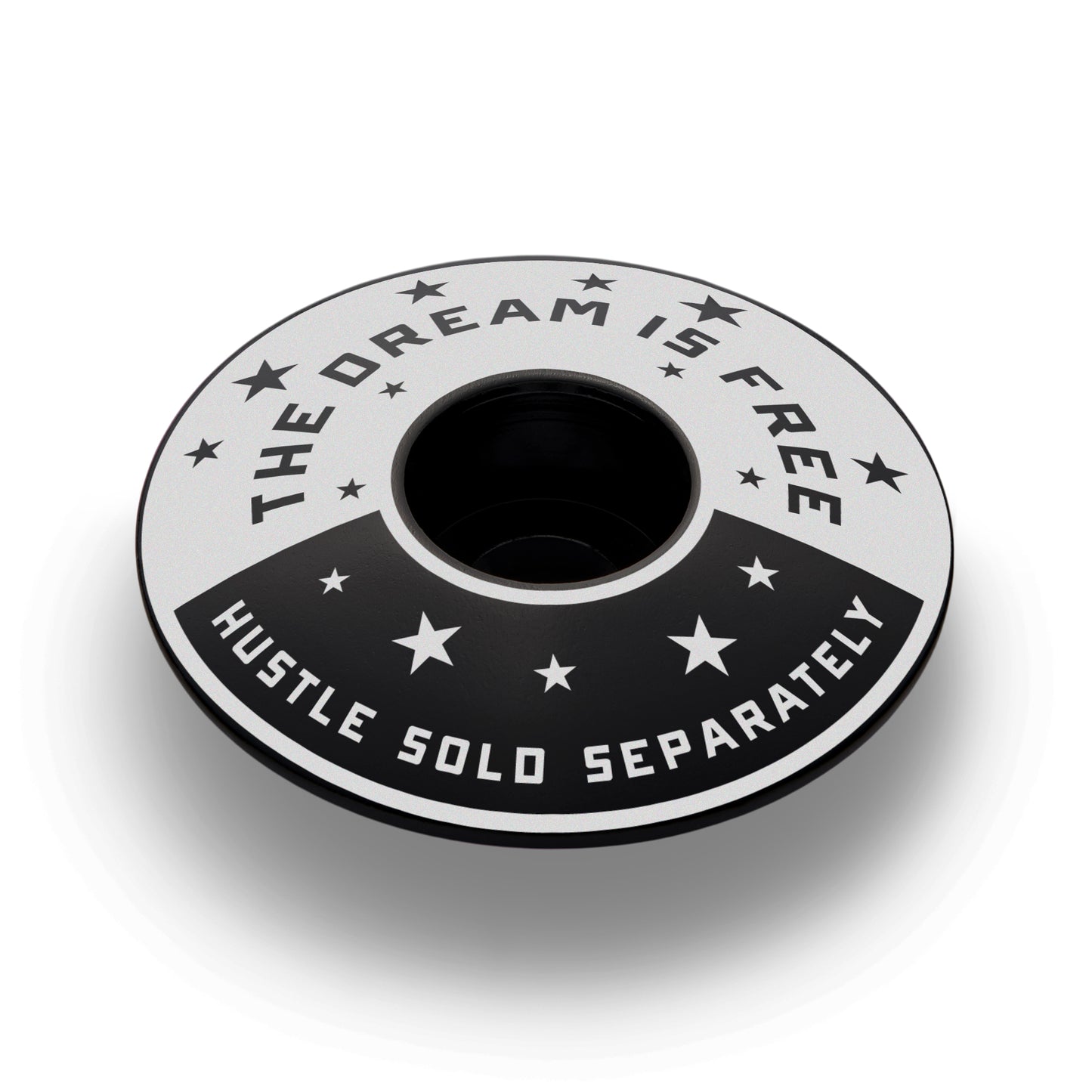 The Black Bicycle Headset Cap is designed for 1 1/8-inch steerer tubes with custom engraving on durable 6061 aluminum.