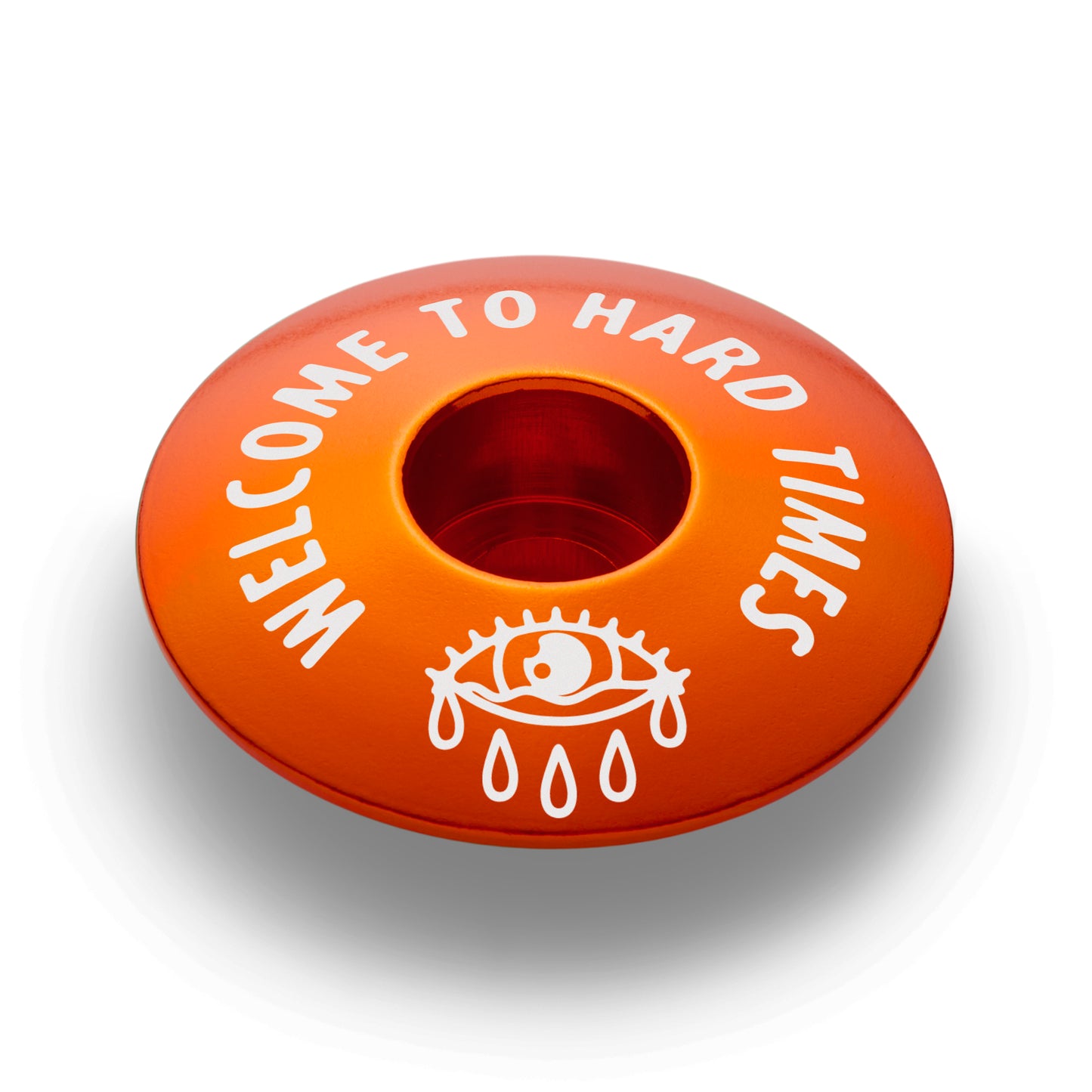 Orange bicycle headset cap designed to fit 1 1/8" steerer tubes an ideal custom stem cap for your bike.