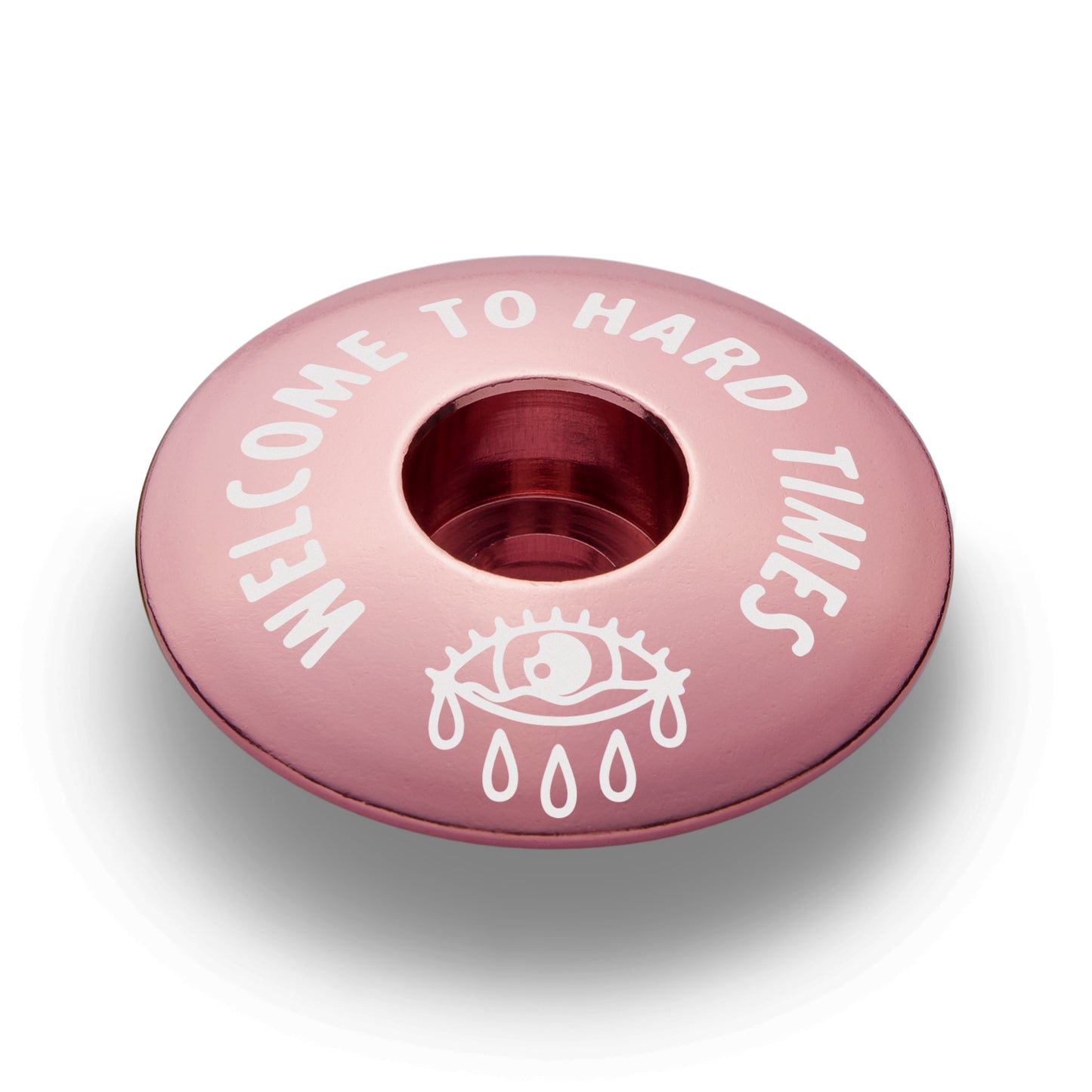 Pink bicycle headset cap designed for 1 1/8" steerer tubes ideal for bike headset top cover.